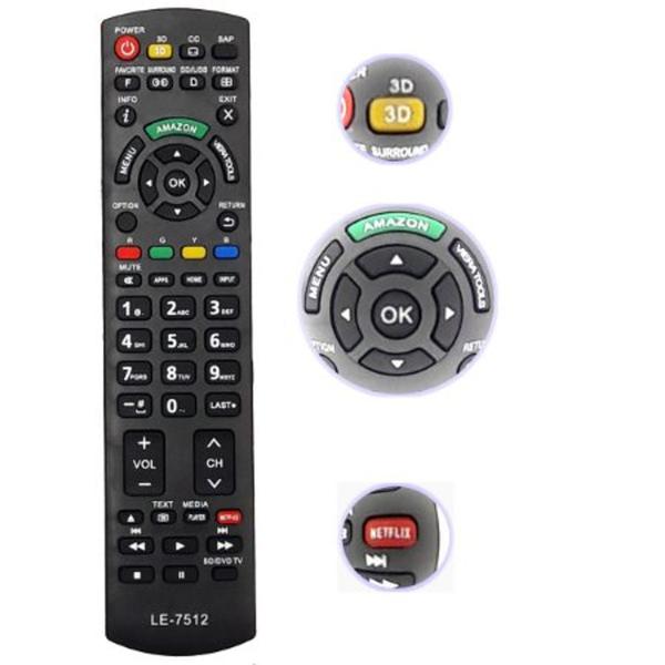 Imagem de Controle Remoto Smart Tv Panasonic Led Tecla Amazon Netflix