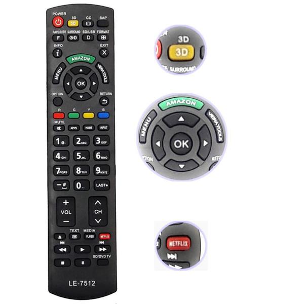 Controle Remoto Smart Tv Panasonic Led Tecla Amazon Netflix