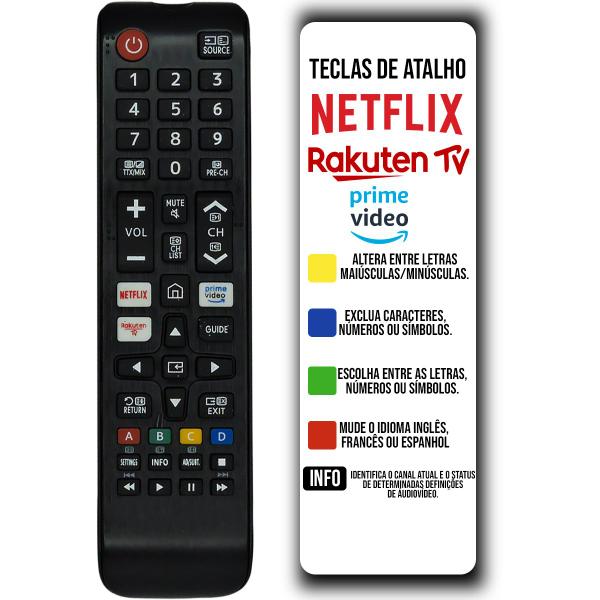 Imagem de Controle Remoto Smart Tv Samsung BN59-01315B Teclas Netflix Rakuten Tv Prime Video