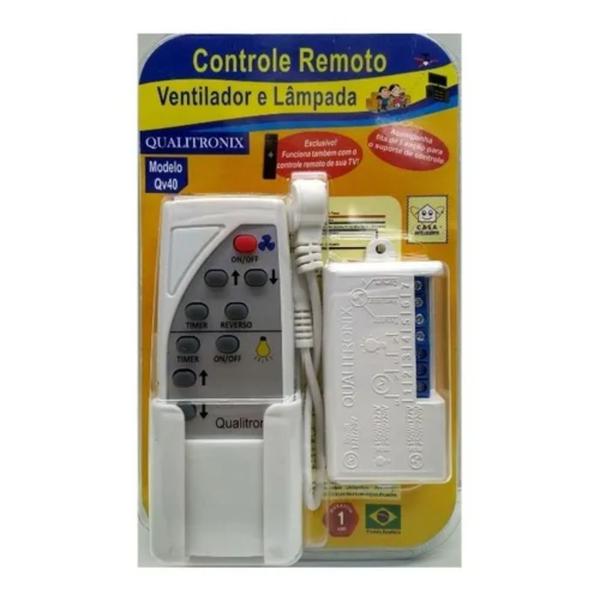 Imagem de Controle Remoto + Suporde Universal Completo Para Ventilador De Teto e Luz Com Receptor Qualitronix