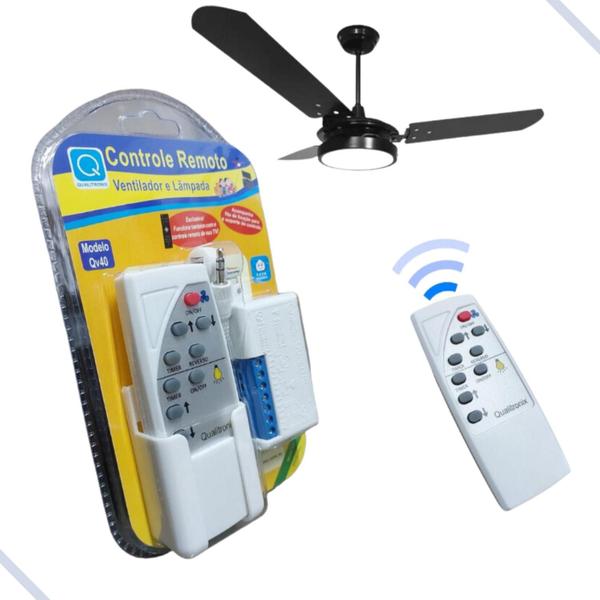 Imagem de Controle Remoto + Suporde Universal Completo Para Ventilador De Teto e Luz Com Receptor Qualitronix