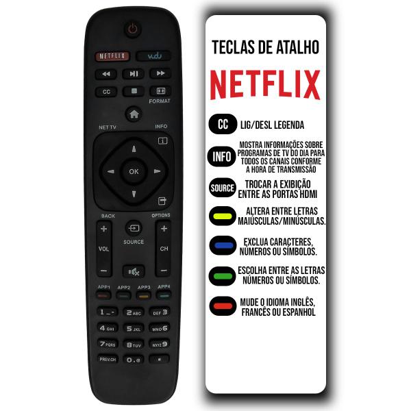 Imagem de Controle Remoto Tv Philips Smart Netflix + PILHAS