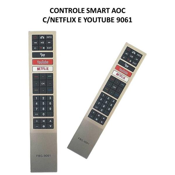 Imagem de Controle Remoto TV SMART AOC C/NETFLIX e YOUTUBE Compatível 9061