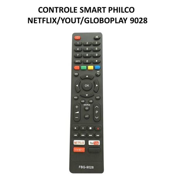 Imagem de Controle Remoto TV SMART PHILCO NETFLIX/YOUT/GLOBOPLAY Compatível 9028