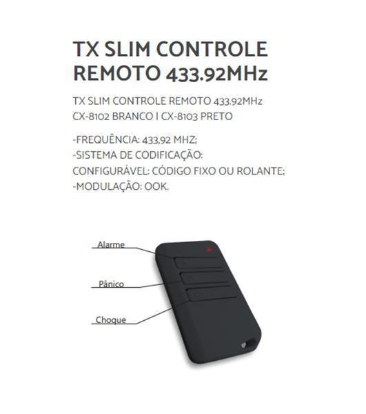 Imagem de Controle Remoto Tx Slim Para Alarmes Cerca E Portão 433 Mhz  3361