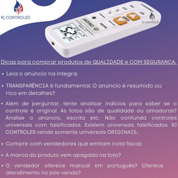 Imagem de Controle Remoto Universal para Ar Condicionado split Totaline York TCL Philco Panasonic Hyundai Hisense Haier Fujitsu Equation e outras