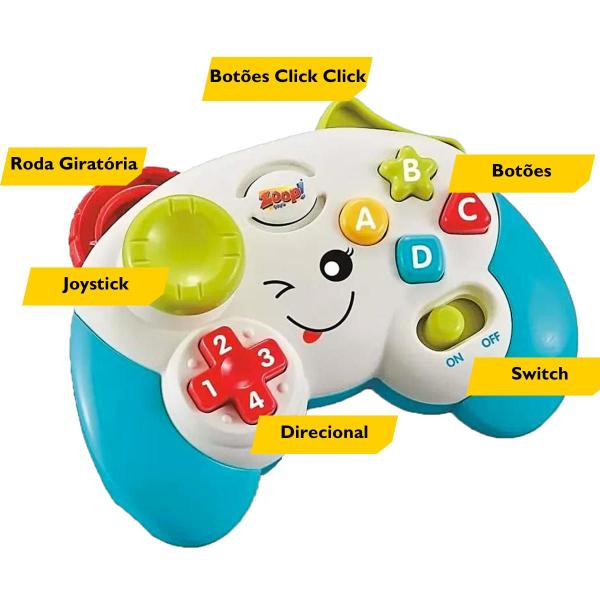 Imagem de Controle VideoGame Musical Brinquedos Bebe Educativo Interativo Som Luz BPA Free Zoop