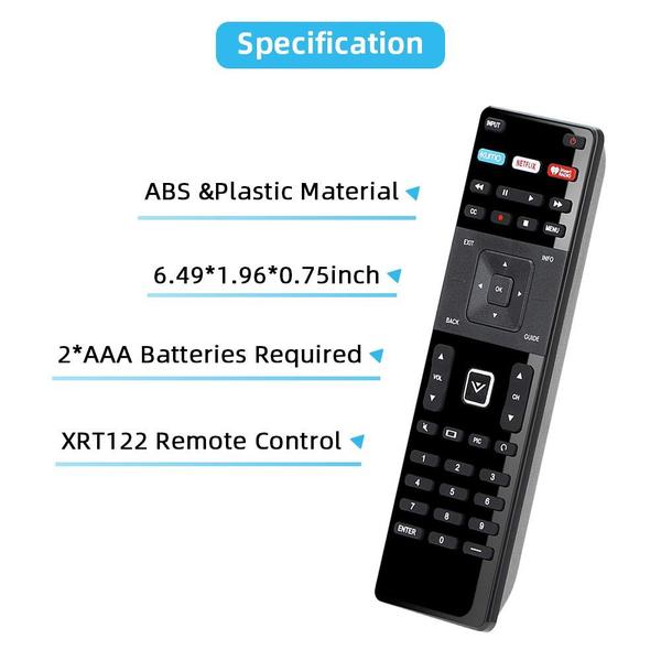 Imagem de Controlo remoto de substituição UNOCAR para Vizio Smart TV XRT-122