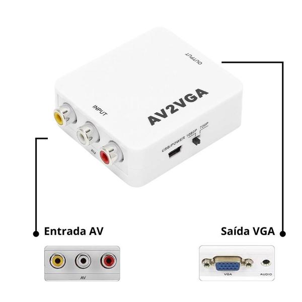 Imagem de Conversor Adaptador Av Para Vga Video e Áudio