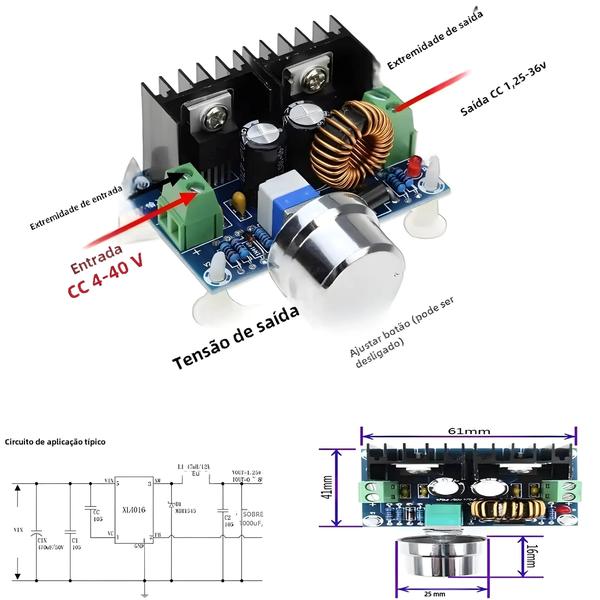 Imagem de Conversor Buck Step Down Ajustável 8a 200w Dc-dc 4-40v Para 1.25-36v Módulo Regulador De Tensão