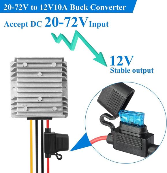 Imagem de Conversor DC/DC Buck 20-72V para 12V 10A 120W YABOANG