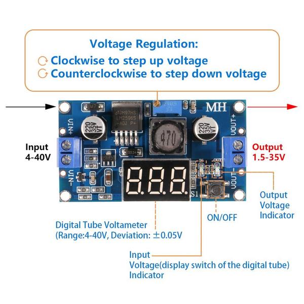 Imagem de Conversor DC-DC Buck Atnsinc LM2596 com display LED 2A 3A Max