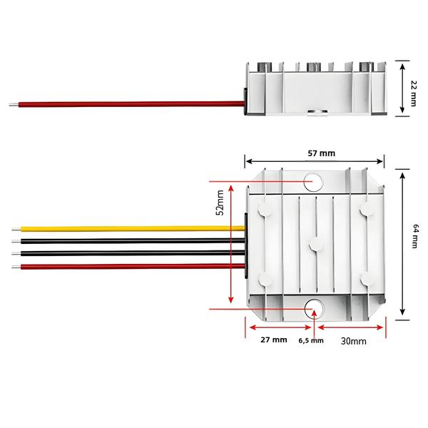 Imagem de Conversor DC-DC Buck de Alta Potência - 24V/36V/48V/60V para 12V (5A/6A/8A/10A)