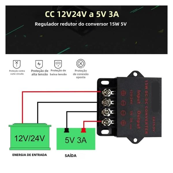 Imagem de Conversor DC-DC Buck - Redutor de Tensão 12V - Alta Corrente