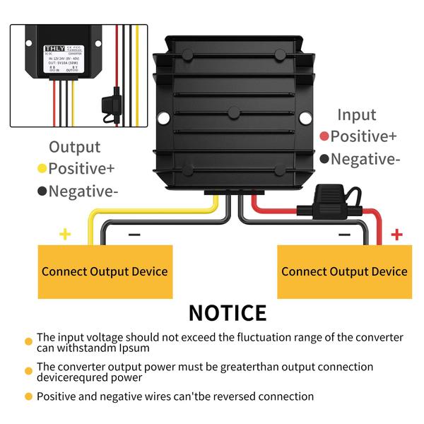 Imagem de Conversor DC-DC Step Down THLY 8-40V para 5V 10A 50W