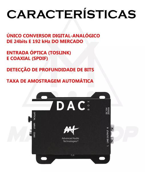 Imagem de Conversor De Áudio Digital Analógico Aat Dac Box Óptico Rca