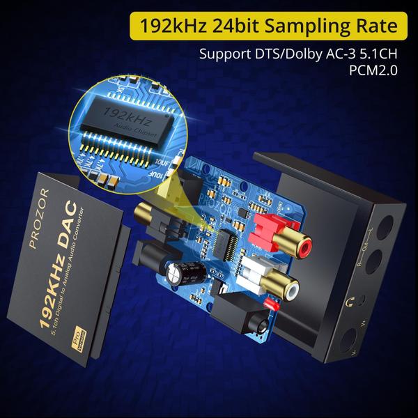 Imagem de Conversor de áudio digital para analógico PROZOR 192kHz com Dolby AC-3