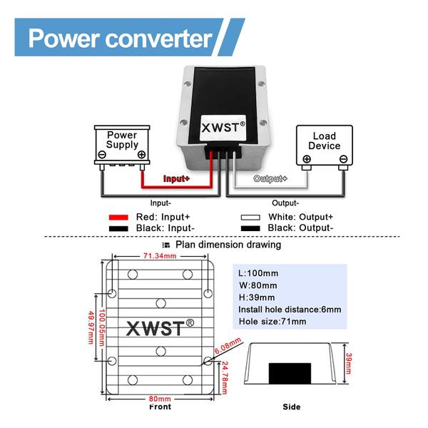 Imagem de Conversor de energia XWST DC 12V a 24V 15A 360W à prova d'água