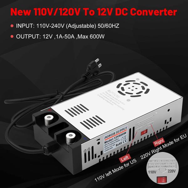 Imagem de Conversor de fonte de alimentação IMAYCC 110V AC para 12V DC 600W 50A