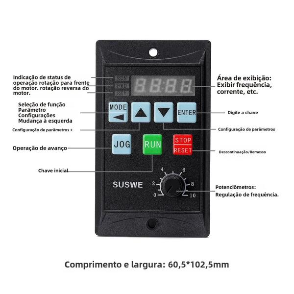 Imagem de Conversor de Frequência Mico 750W Monofásico 220V para Trifásico 220V - Inversor RS485