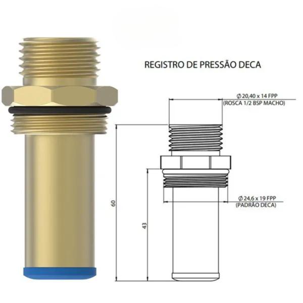 Imagem de Conversor de Registro de Pressão Deca para Ponto de Água 1/2" - 130169