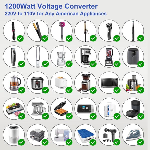 Imagem de Conversor de tensão Ambertronix 1200W 220V a 110V 1,8 kg