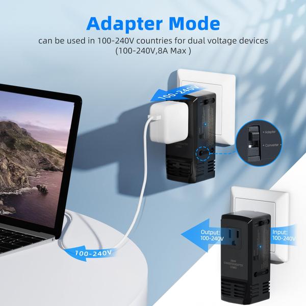 Imagem de Conversor de tensão FUNPRO 2000W 220V a 110V com adaptador