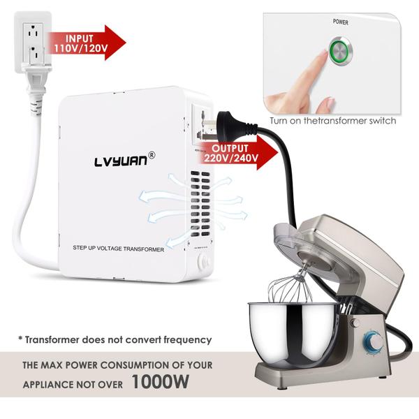 Imagem de Conversor de Tensão LVYUAN 1000W - 110/120V para 220/240V com Disjuntor