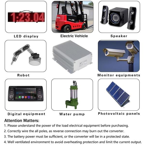 Imagem de Conversor de tensão TA-VIGOR DC 24V a 12V 60A 720W IP68