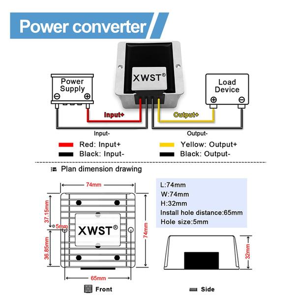 Imagem de Conversor de tensão xwst XWST DC 24V a 60V 2A 120W à prova d'água