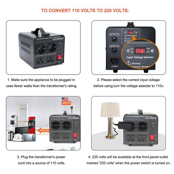 Imagem de Conversor de tensão Yinleader 2000W 110/120V para 220/240V