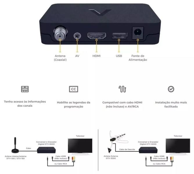 Imagem de Conversor Digital Aquário  HDTV 9000 Envio Imediato Aprovado