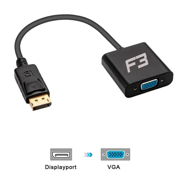 Imagem de Conversor displayport para vga f3 jc-cb-dvga