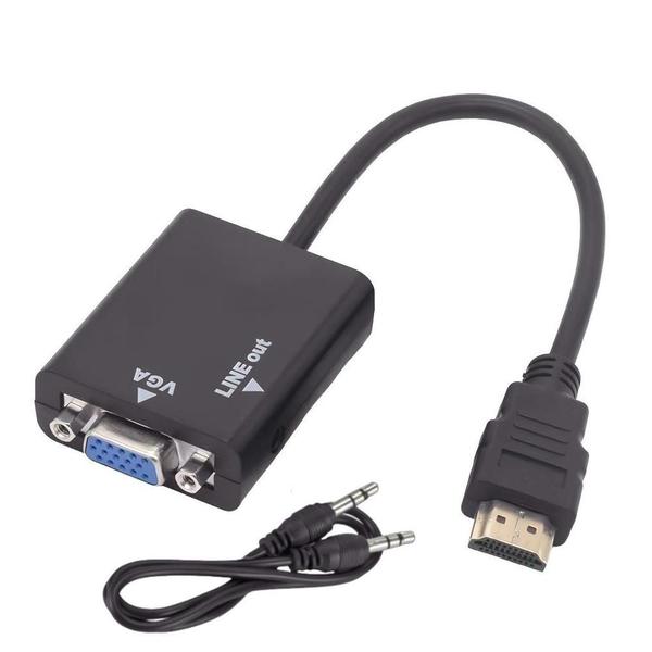 Imagem de Conversor HDMI Macho x VGA Fêmea com Áudio P2