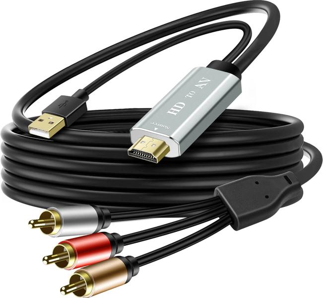 Imagem de Conversor HDMI para RCA PASOW 1080P em liga de alumínio - 1,8 m