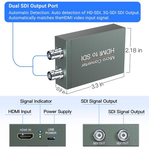 Imagem de Conversor HDMI para SDI SEMZHENG HDMI para 2 SDI 1080P com áudio