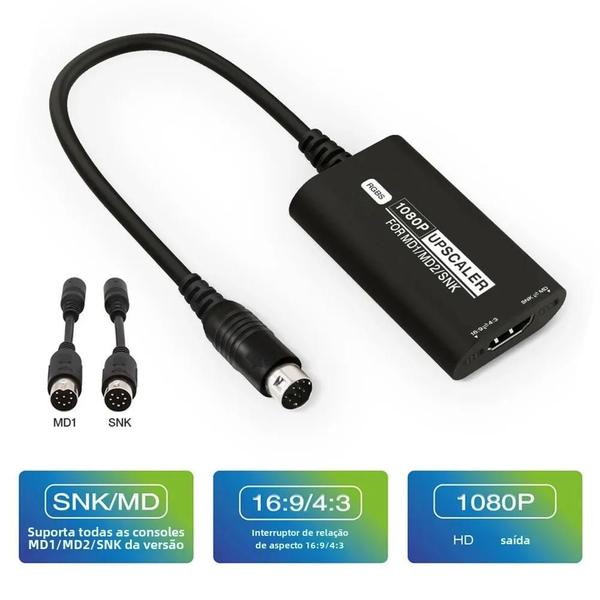 Imagem de Conversor HDMI para Sega e SNK - Adaptador de Vídeo com Suporte a RGBS e 16:9/4:3