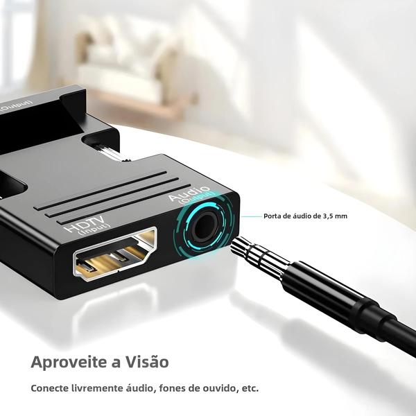 Imagem de Conversor HDMI para VGA 1080p - Adaptador com Saída de Áudio - Plug and Play