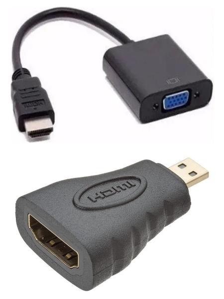 Imagem de Conversor Hdmi X Vga + Adap Hdmi F X Micro Hdmi M - Tebera