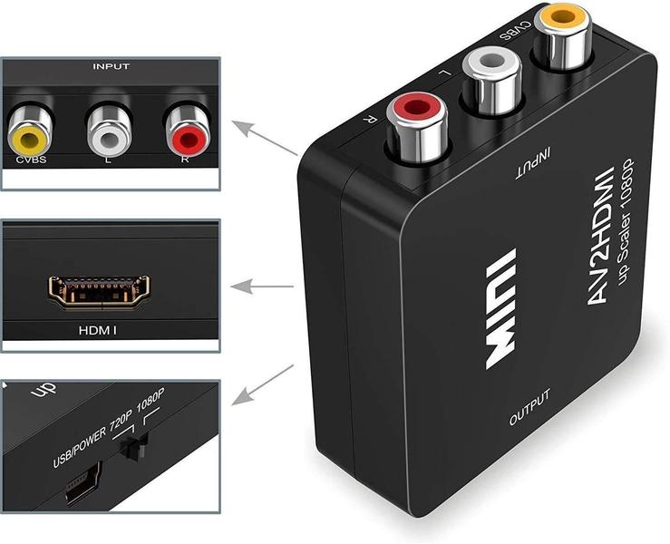 Imagem de Conversor RCA para HDMI Amtake 1080P Composite CVBS AV para HDMI