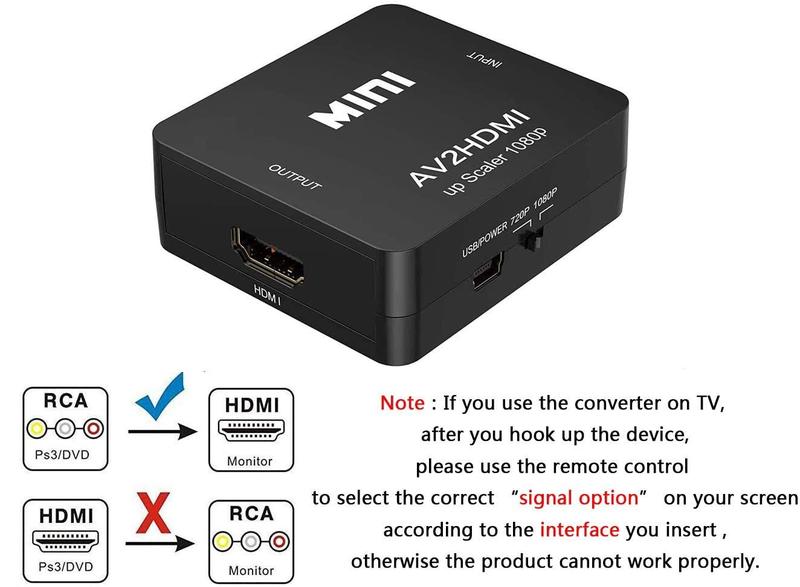 Imagem de Conversor RCA para HDMI Amtake 1080P Composite CVBS AV para HDMI