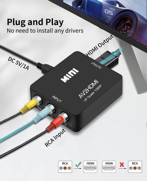 Imagem de Conversor RCA para HDMI Chodwe 1080P com cabo HDMI - preto