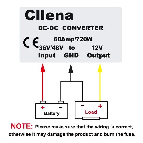 Imagem de Conversor redutor de tensão Cllena DC 36V 48V para 12V 60A 720W