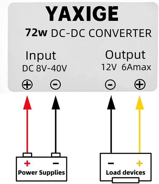 Imagem de Conversor redutor de tensão DC-DC 8V-40V para 12V 6A 72W