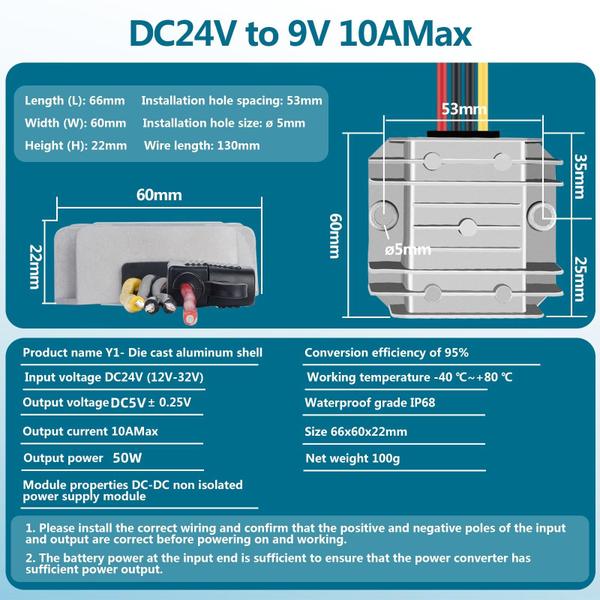 Imagem de Conversor redutor YAXIGE DC-DC10A 50W 5V 12V 24V a 5V