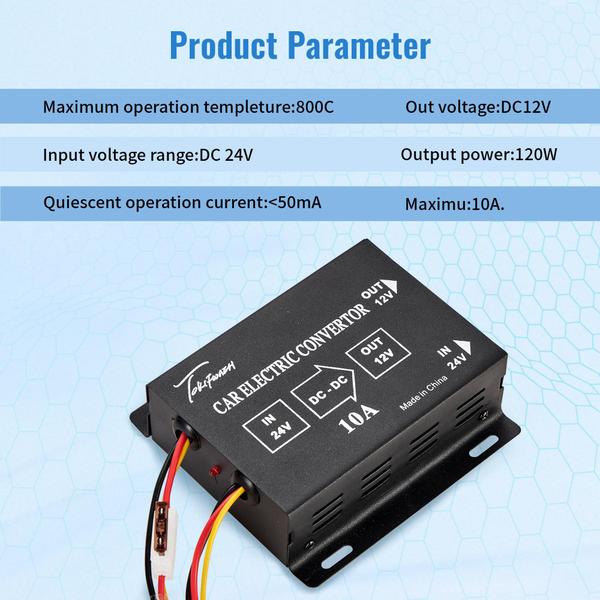 Imagem de Conversor Step Down TOKIFWAEH 24V para 12V 10A para veículos automotivos