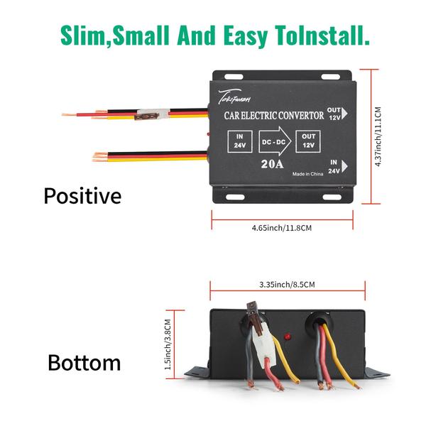 Imagem de Conversor Step Down TOKIFWAEH 24V para 12V 20A para veículos automotivos