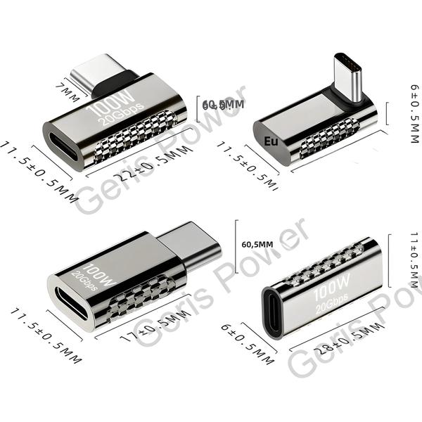 Imagem de Conversor USB-C 90 Graus 20Gbps - Adaptador USB 3.2 Tipo C para USB-C OTG 8K 60Hz 100W