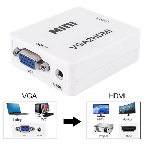 Imagem de Conversor Vga Para Hdmi Adaptador C/ Som Áudio Full Hd 1080p IT-BLUE LE-4114