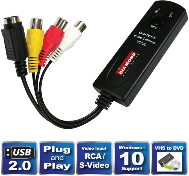 Imagem de Conversor VHS para DVD c/ Software Fácil - USB 2.0, Edição e Salva em Arquivos Digitais - Win7/8/10